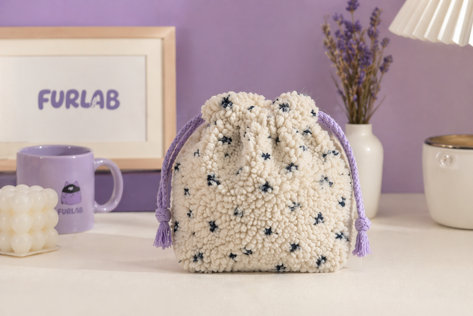 Cream Dot Pouch