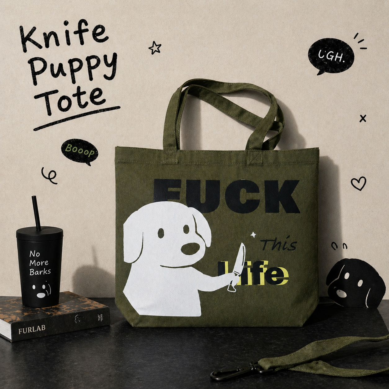 Knife Puppy Tote